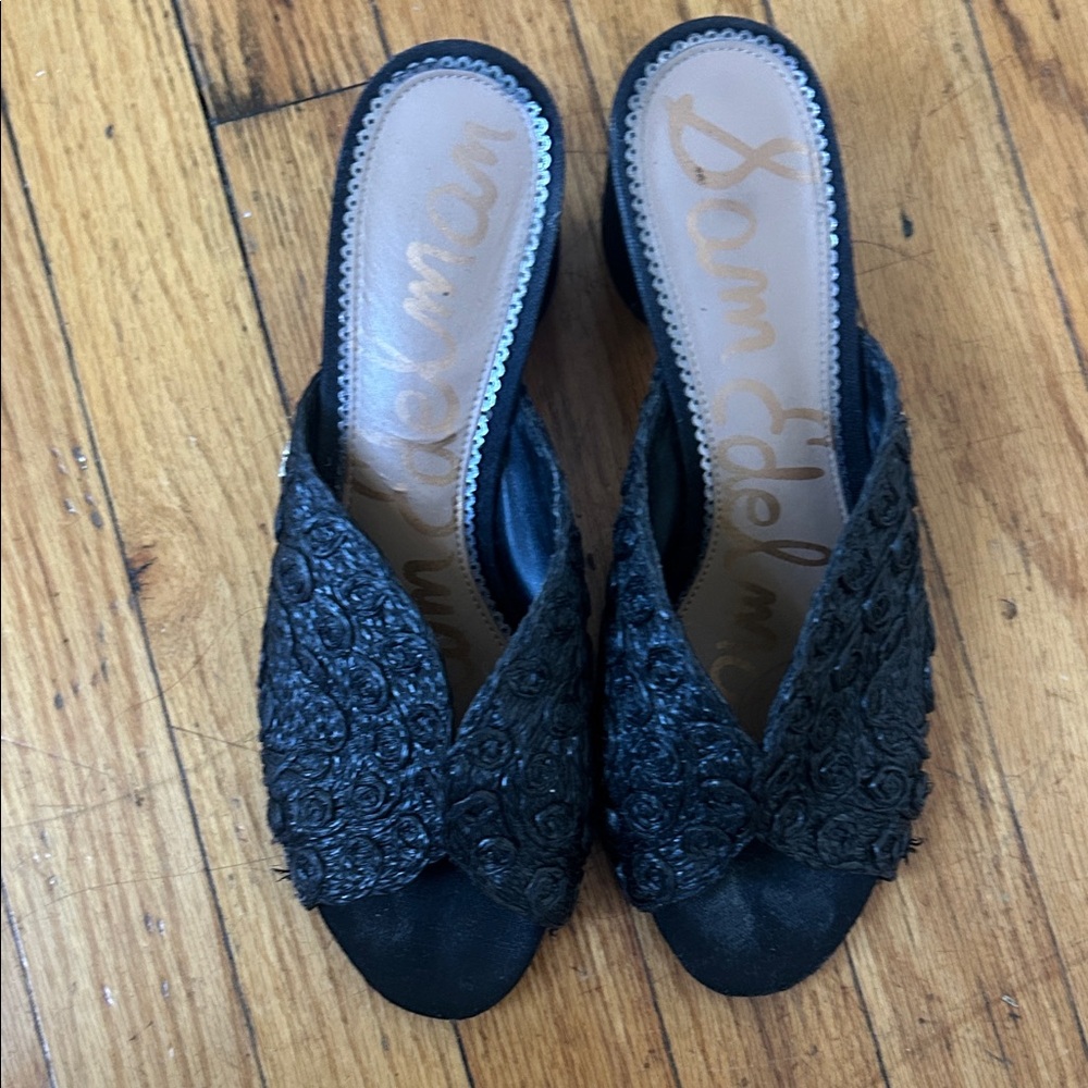 Sam Edelman Black Textured Mules